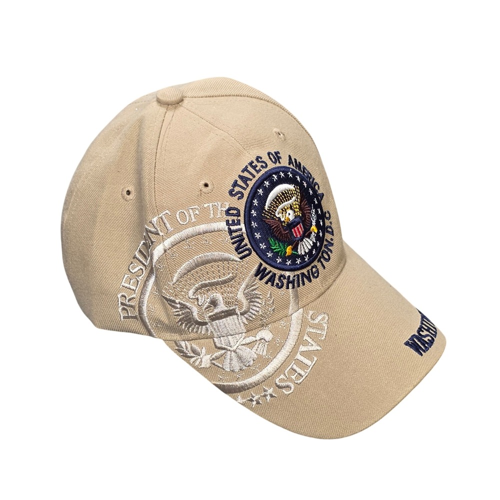 Presidential Seal Washington DC Baseball Cap Hat Men's Tan Patriotic Souvenir